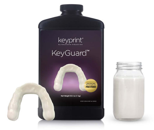 Image shows Keystone KeyPrint Keyguard dental 3D printing resin bottle for mouth guards
