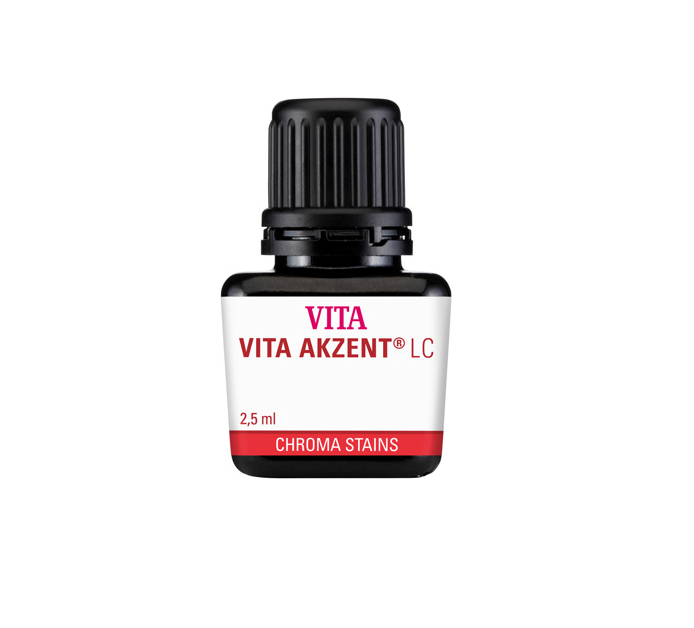 Image shows VITA AKZENT LC CHROMA STAINS, 2.5 ml bottle for dental restorations