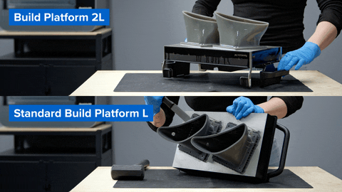 Image shows how to detach parts from Formlabs Form 3L Build Platform - Proto3000 Online Store 