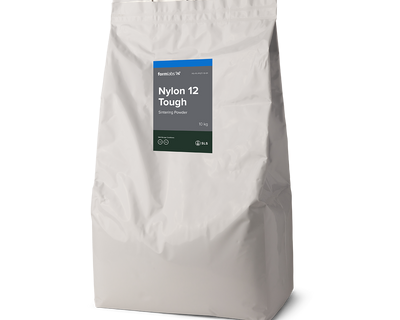 White bag with Formlabs Tough 12 Tough 3D Printing Powder