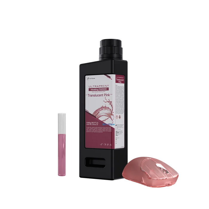 Image shows HeyGEars UltraPrint-Modeling PAWW20 Water Washable Resin Transluscent pink