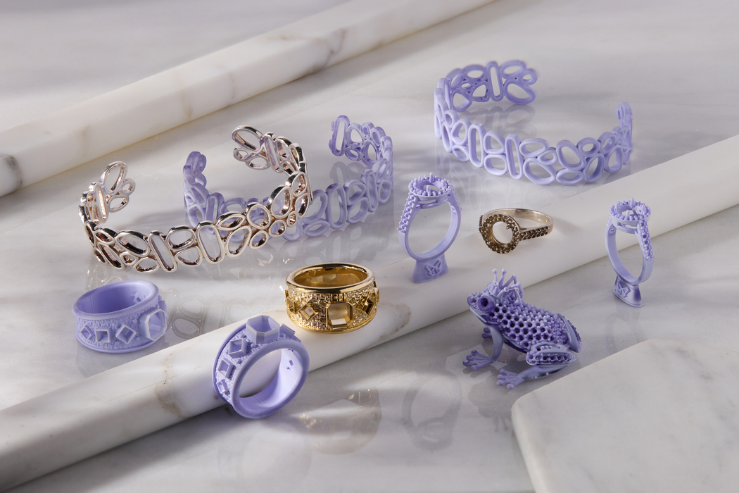 Image of jewelry items with their respective 3D printed molds