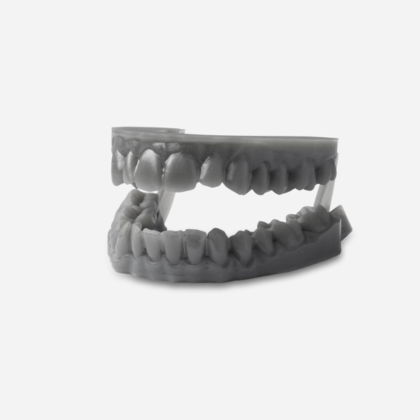 Image shows a denture mold or part 3D printed with Formlabs Draft Resin on Form 3 SLA 3D Printers