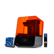 Image shows Form 3 SLA 3D Printer and its build platform with jewelry mold 3D printed with Formlabs Castable Wax 40 Resin