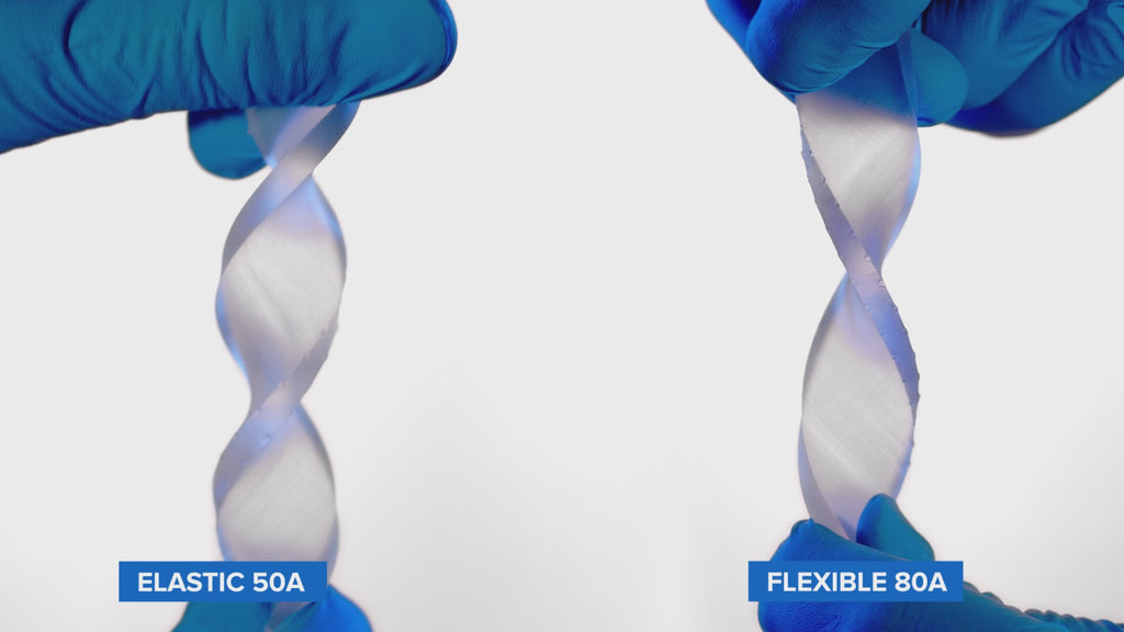 Elasticity and flexibility test of Formlabs  Elastic 50A and Formlabs Flexible 80A SLA resins