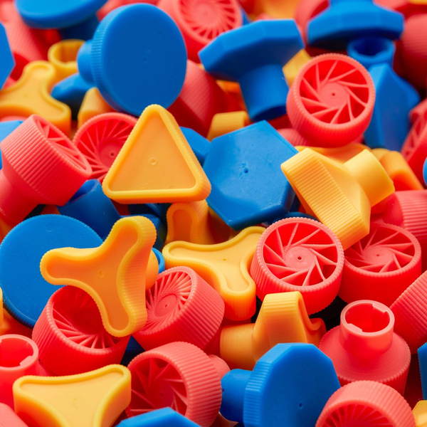 Image shows a multitude of coloured plastic parts 3D printed with Formlabs SLA Colour  Pigments 