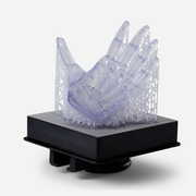 Image shows Formlabs build platform with a 3D-printed hand model produced with Formlabs Flexible 80A Resin - Proto3000 Online Store