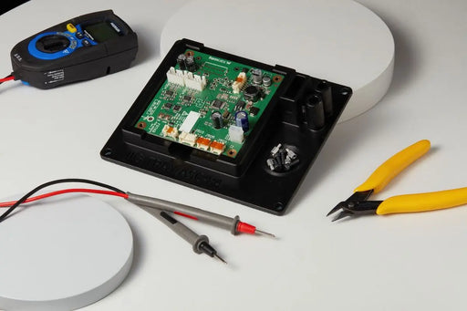 Image shows electric circuits in a molded plastic part that was 3D printed with Formlabs ESD resin